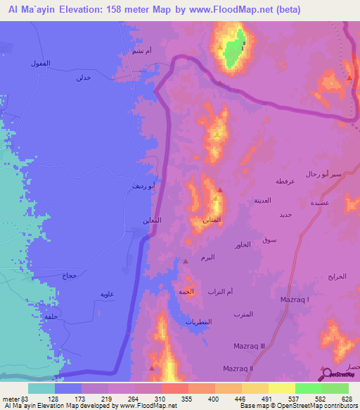 Al Ma`ayin,Saudi Arabia Elevation Map