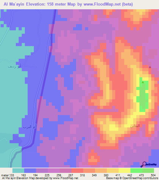 Al Ma`ayin,Saudi Arabia Elevation Map