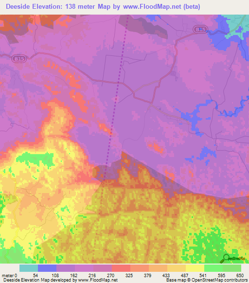 Deeside,Jamaica Elevation Map