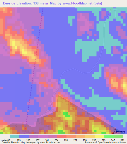 Deeside,Jamaica Elevation Map