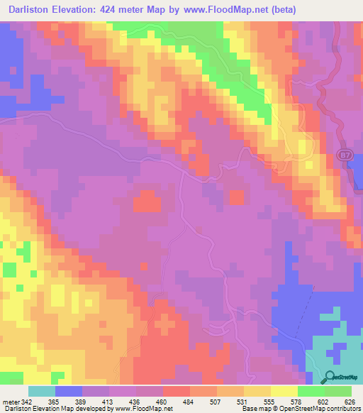 Darliston,Jamaica Elevation Map