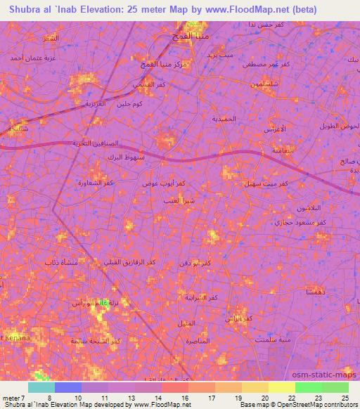 Shubra al `Inab,Egypt Elevation Map