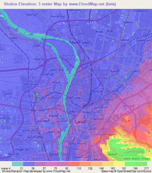 Shubra,Egypt Elevation Map