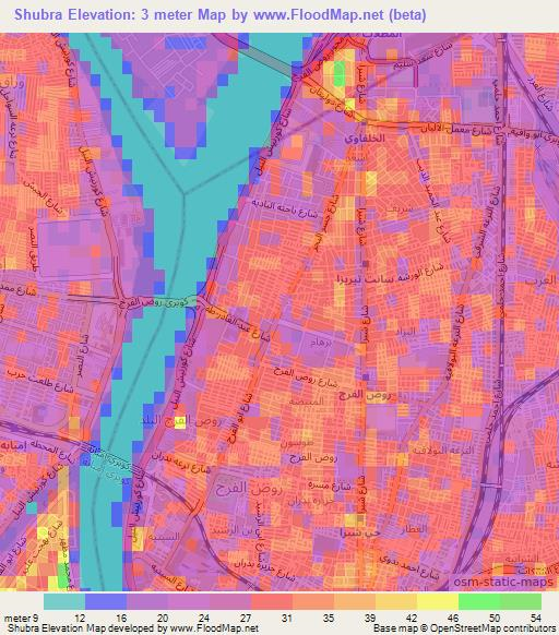 Shubra,Egypt Elevation Map