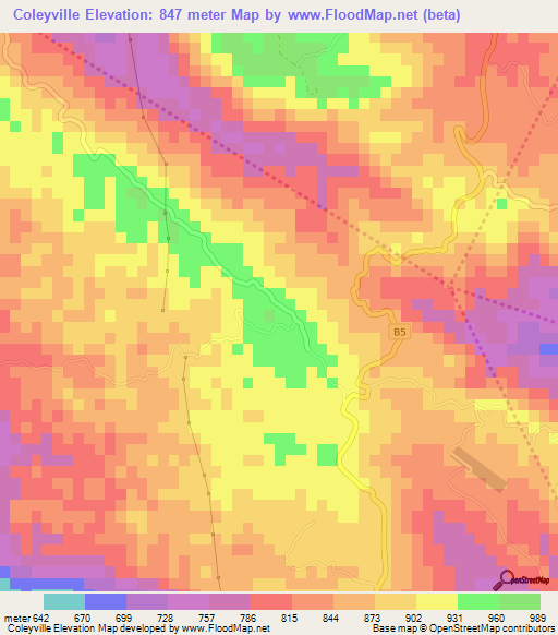 Coleyville,Jamaica Elevation Map