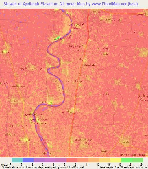 Shiwah al Qadimah,Egypt Elevation Map