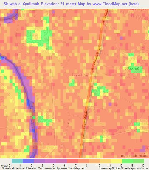 Shiwah al Qadimah,Egypt Elevation Map