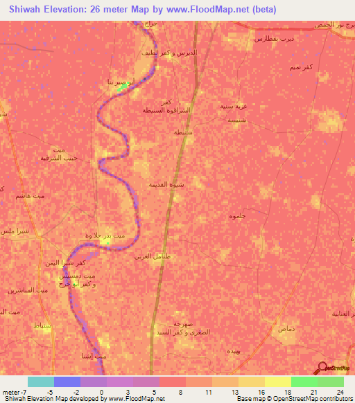 Shiwah,Egypt Elevation Map