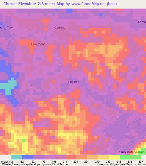 Chester,Jamaica Elevation Map