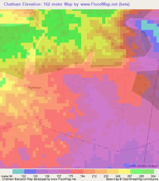 Chatham,Jamaica Elevation Map