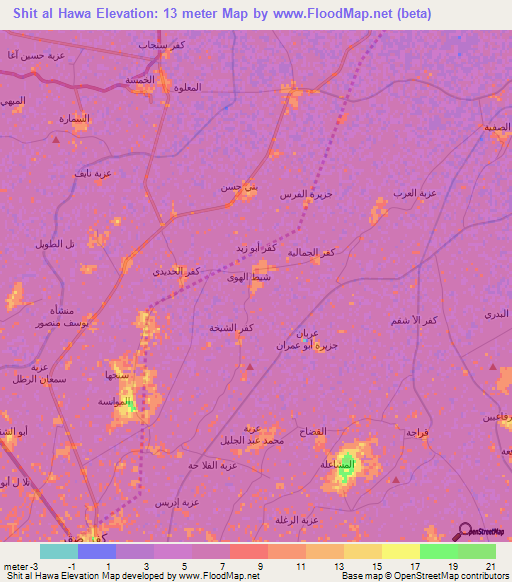 Shit al Hawa,Egypt Elevation Map