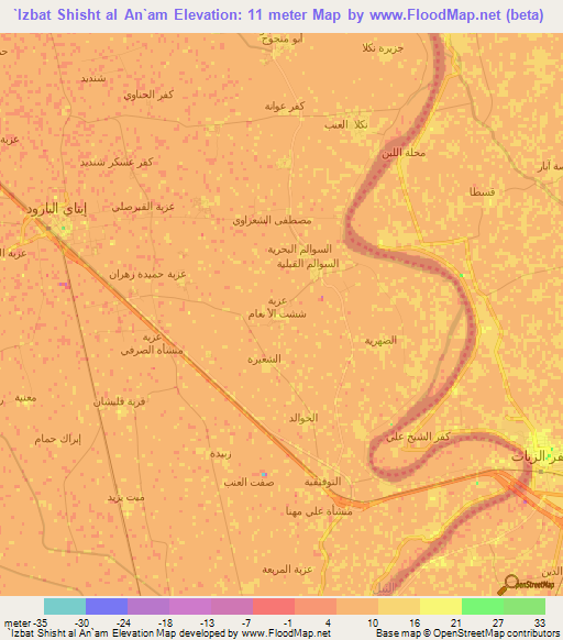 `Izbat Shisht al An`am,Egypt Elevation Map