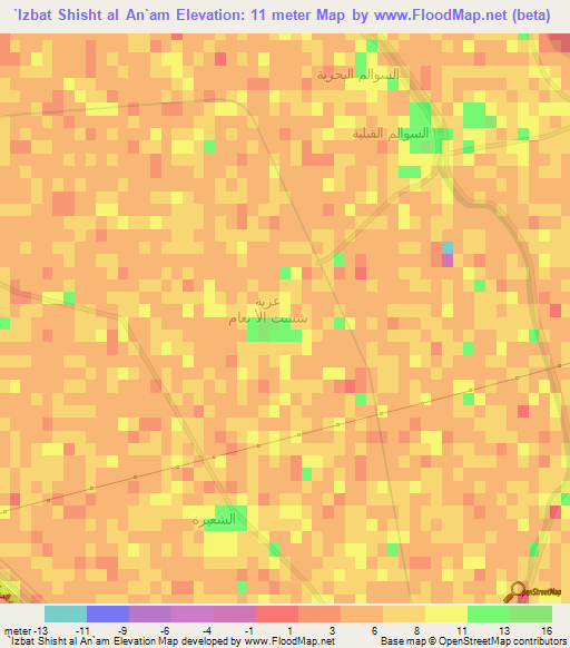 `Izbat Shisht al An`am,Egypt Elevation Map