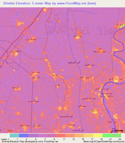 Shishta,Egypt Elevation Map