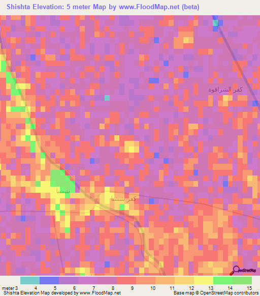 Shishta,Egypt Elevation Map