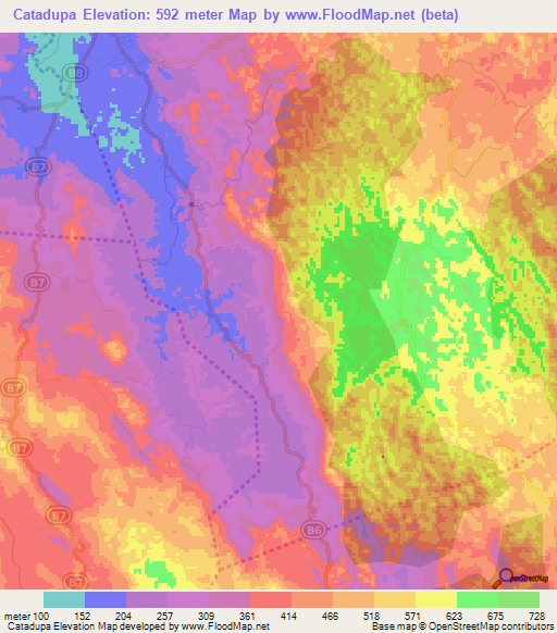 Catadupa,Jamaica Elevation Map