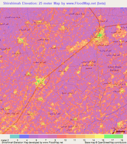 Shirshimah,Egypt Elevation Map