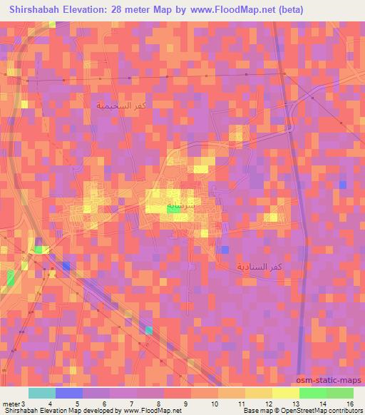 Shirshabah,Egypt Elevation Map