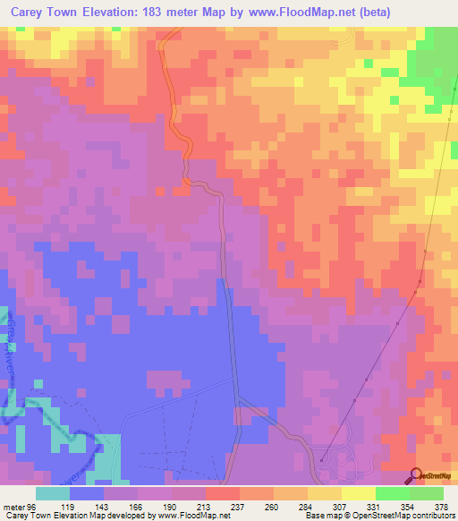 Carey Town,Jamaica Elevation Map