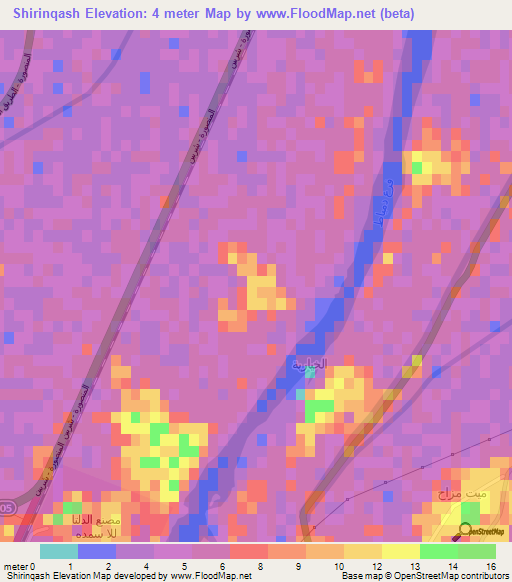 Shirinqash,Egypt Elevation Map