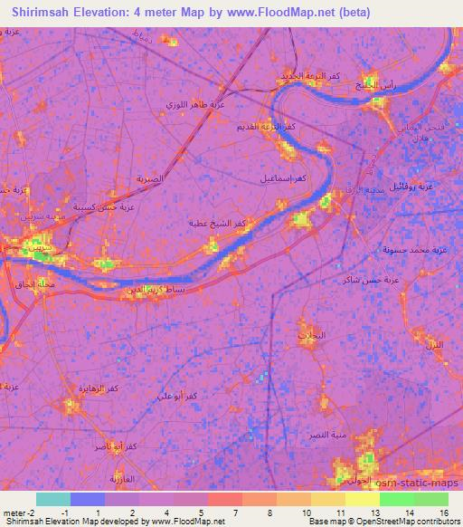 Shirimsah,Egypt Elevation Map