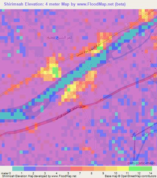 Shirimsah,Egypt Elevation Map