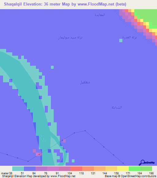 Shaqalqil,Egypt Elevation Map