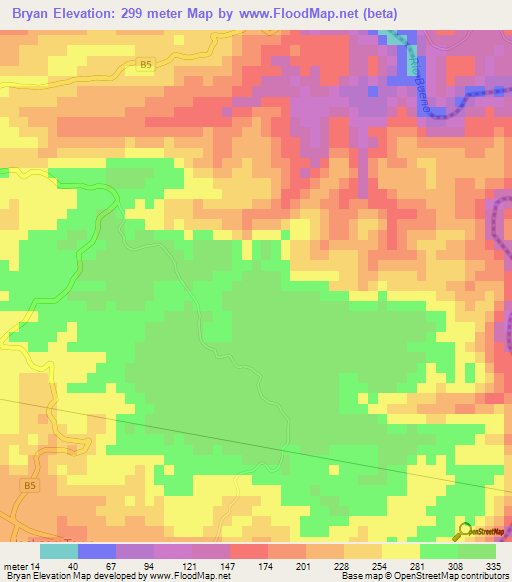 Bryan,Jamaica Elevation Map