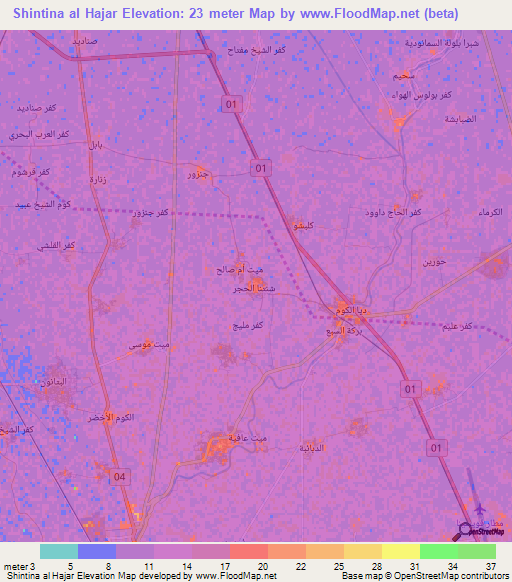 Shintina al Hajar,Egypt Elevation Map