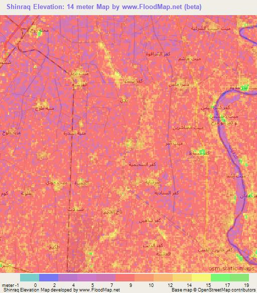 Shinraq,Egypt Elevation Map