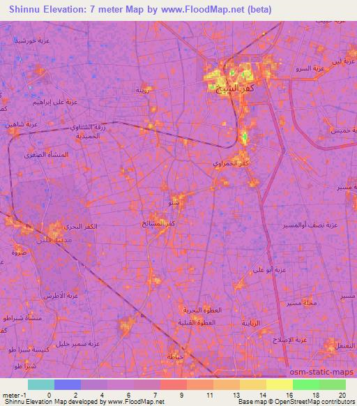 Shinnu,Egypt Elevation Map