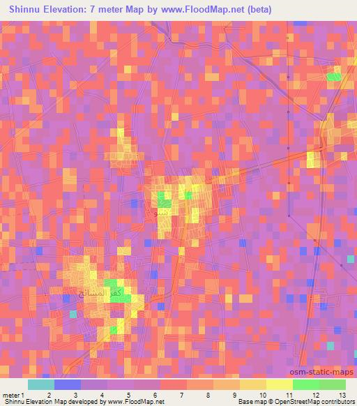 Shinnu,Egypt Elevation Map