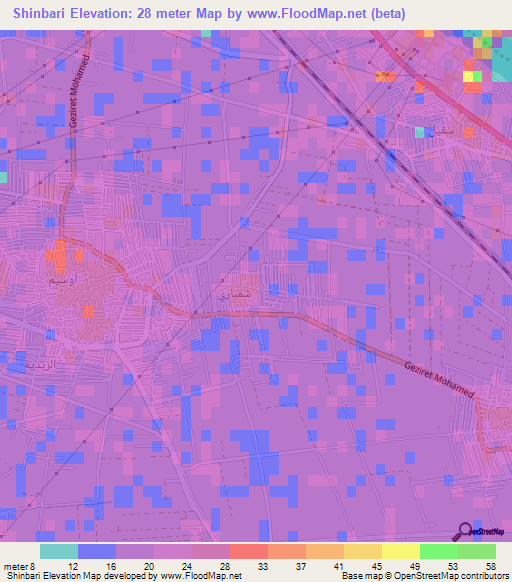 Shinbari,Egypt Elevation Map