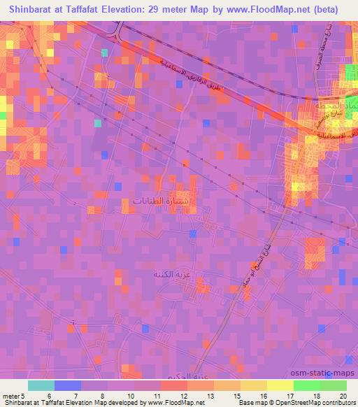 Shinbarat at Taffafat,Egypt Elevation Map