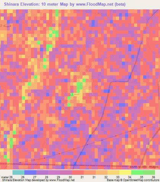 Shinara,Egypt Elevation Map