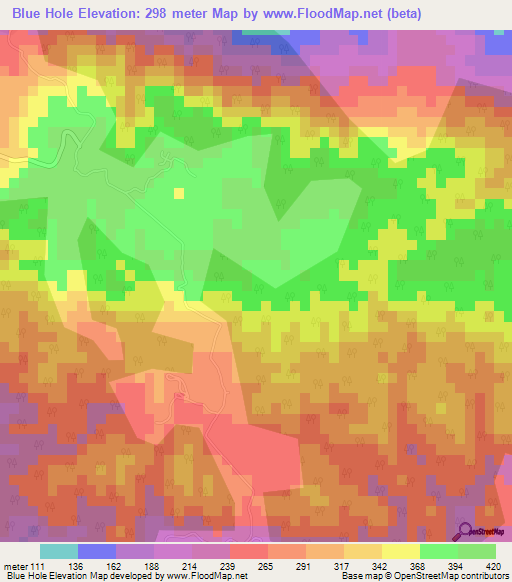 Blue Hole,Jamaica Elevation Map