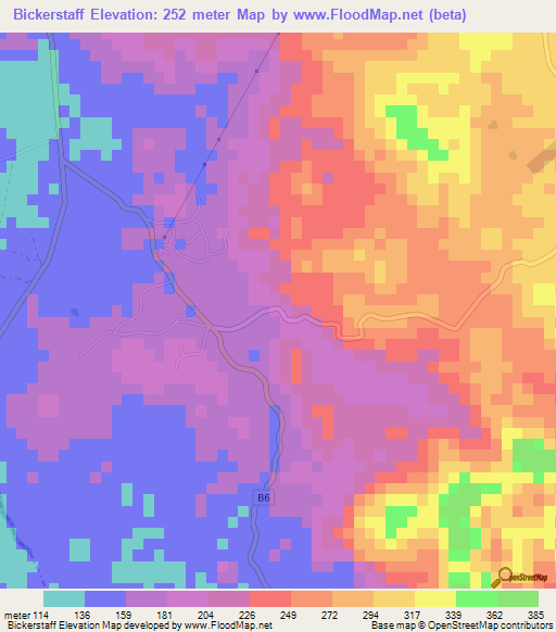 Bickerstaff,Jamaica Elevation Map