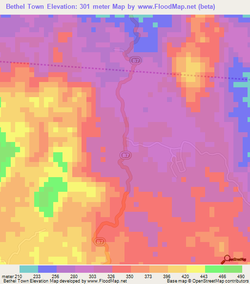 Bethel Town,Jamaica Elevation Map