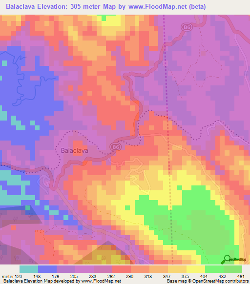 Balaclava,Jamaica Elevation Map