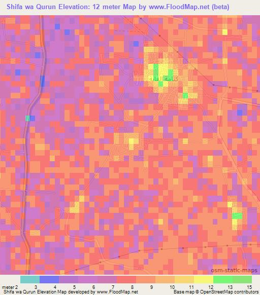 Shifa wa Qurun,Egypt Elevation Map