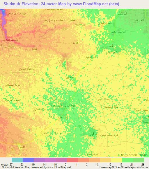 Shidmuh,Egypt Elevation Map