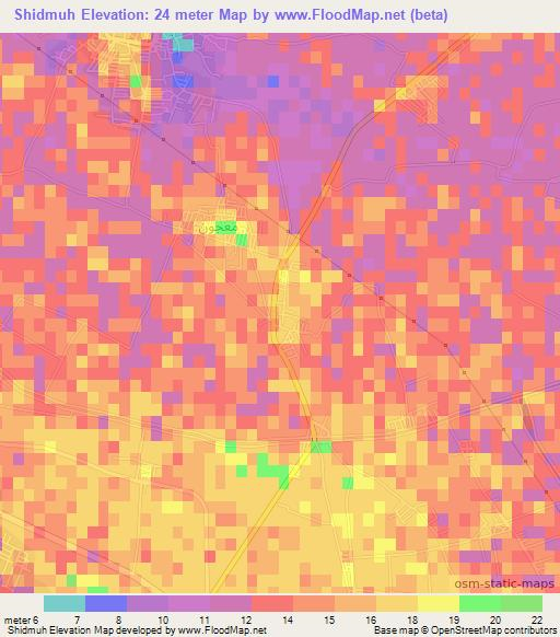 Shidmuh,Egypt Elevation Map