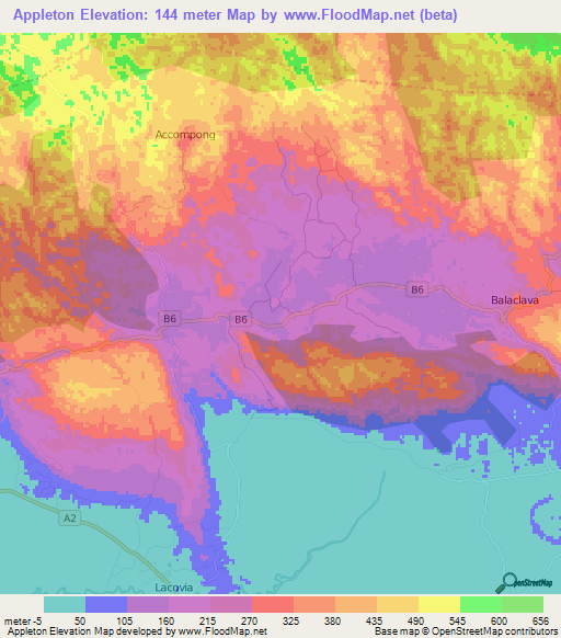 Appleton,Jamaica Elevation Map