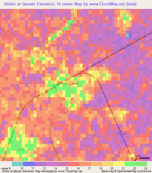 Shibin al Qanatir,Egypt Elevation Map