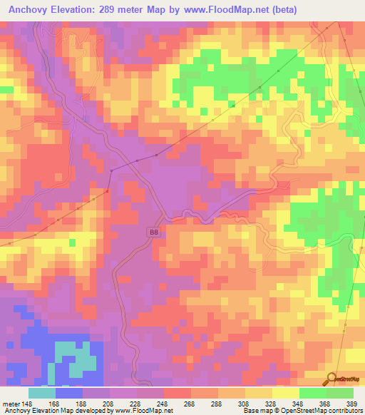 Anchovy,Jamaica Elevation Map