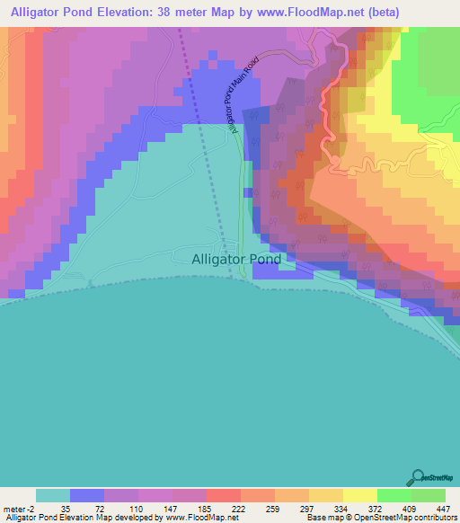 Alligator Pond,Jamaica Elevation Map