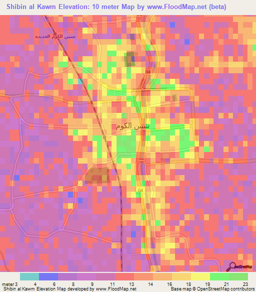 Shibin al Kawm,Egypt Elevation Map