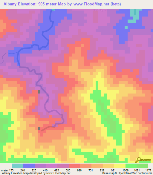 Albany,Jamaica Elevation Map