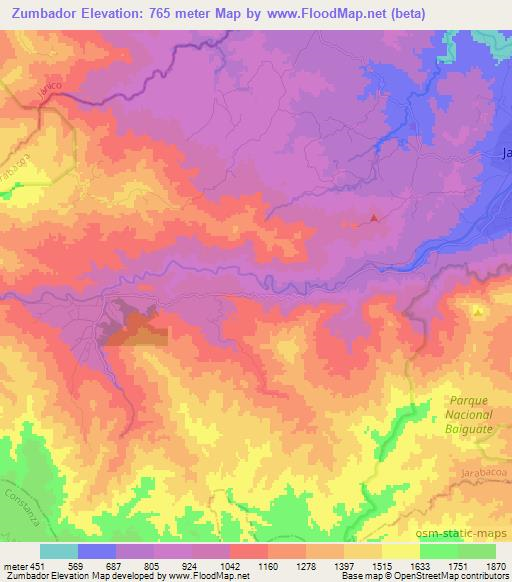 Zumbador,Dominican Republic Elevation Map