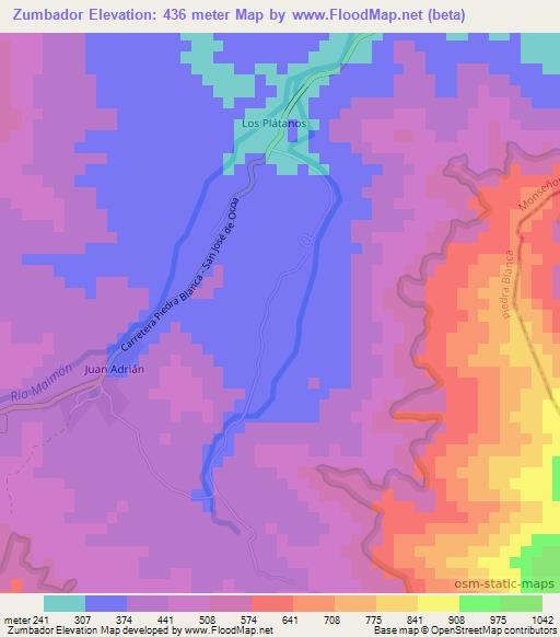 Zumbador,Dominican Republic Elevation Map